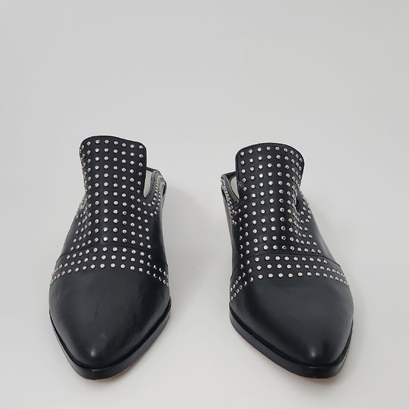 1.State Lon Black Genuine Leather Studded Mules Size 6 - Picture 2 of 8